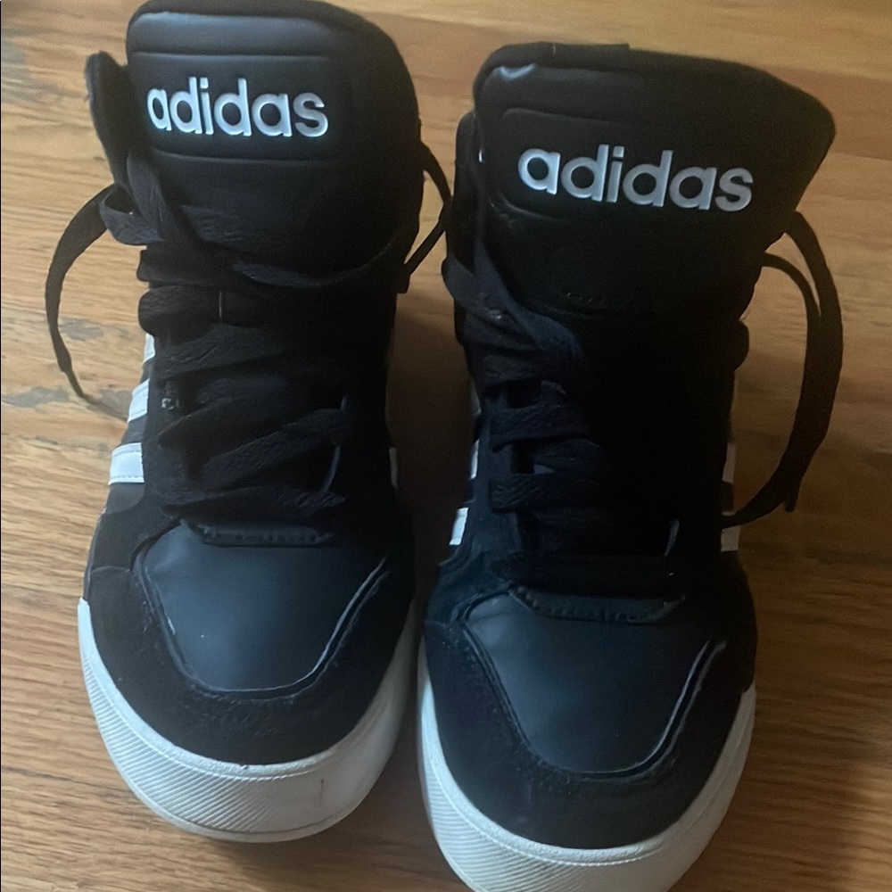Adidas Black and White High-Top Sneakers